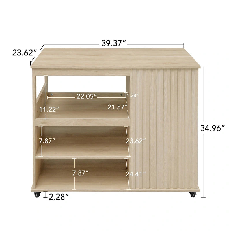 Rolling Kitchen Island with Drawer, Wine Rack & Lockable Casters