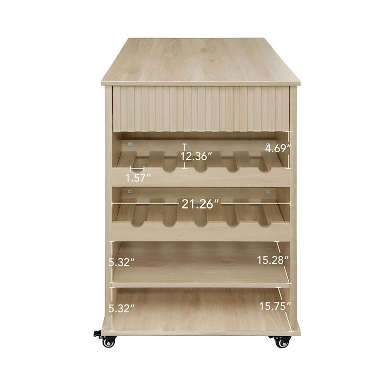 Rolling Kitchen Island with Drawer, Wine Rack & Lockable Casters