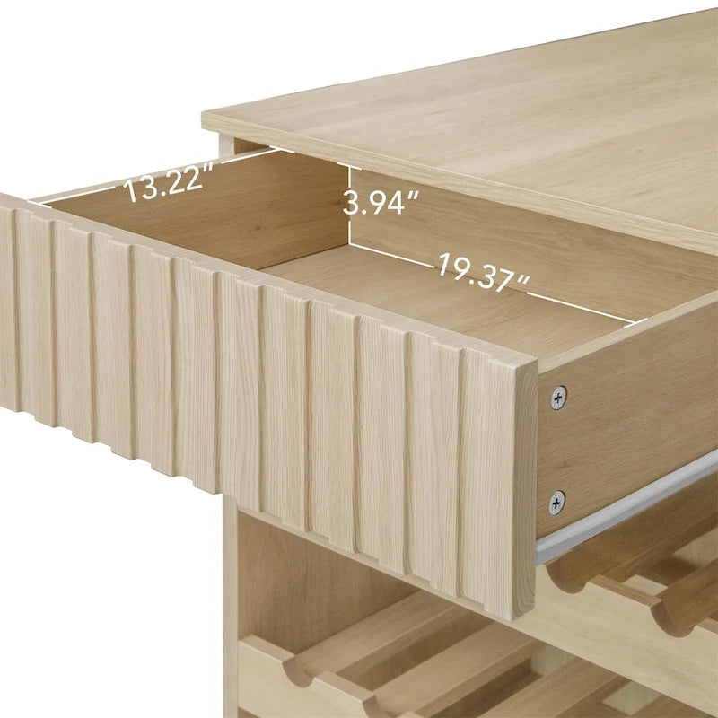 Rolling Kitchen Island with Drawer, Wine Rack & Lockable Casters