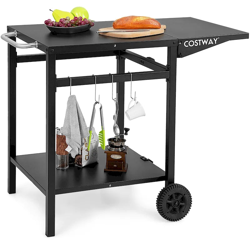 Double-Shelf Movable Dining Cart Table - Multifunctional Kitchen Worktable