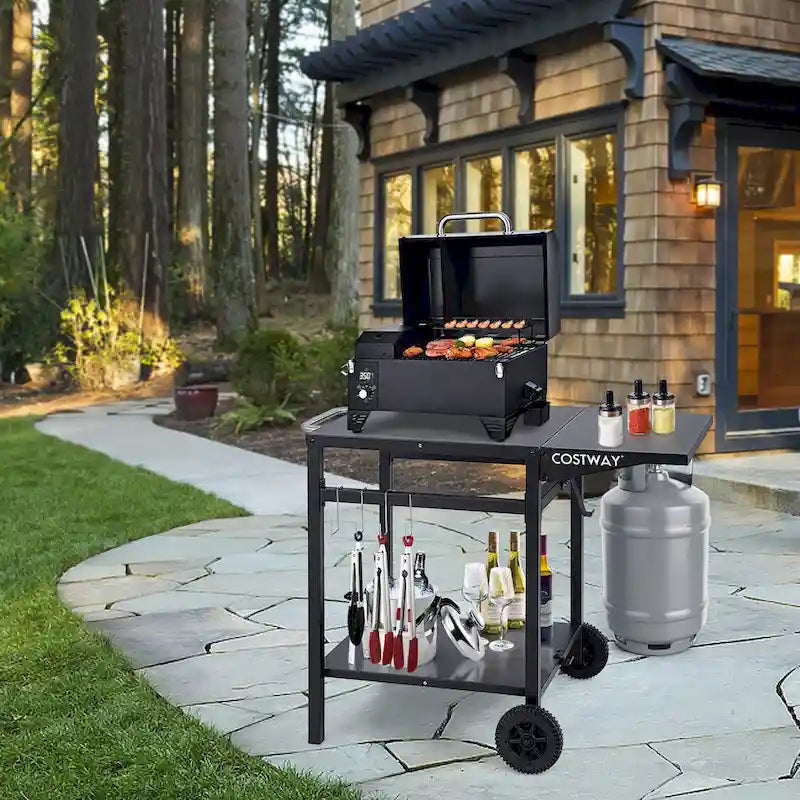 Double-Shelf Movable Dining Cart Table - Multifunctional Kitchen Worktable