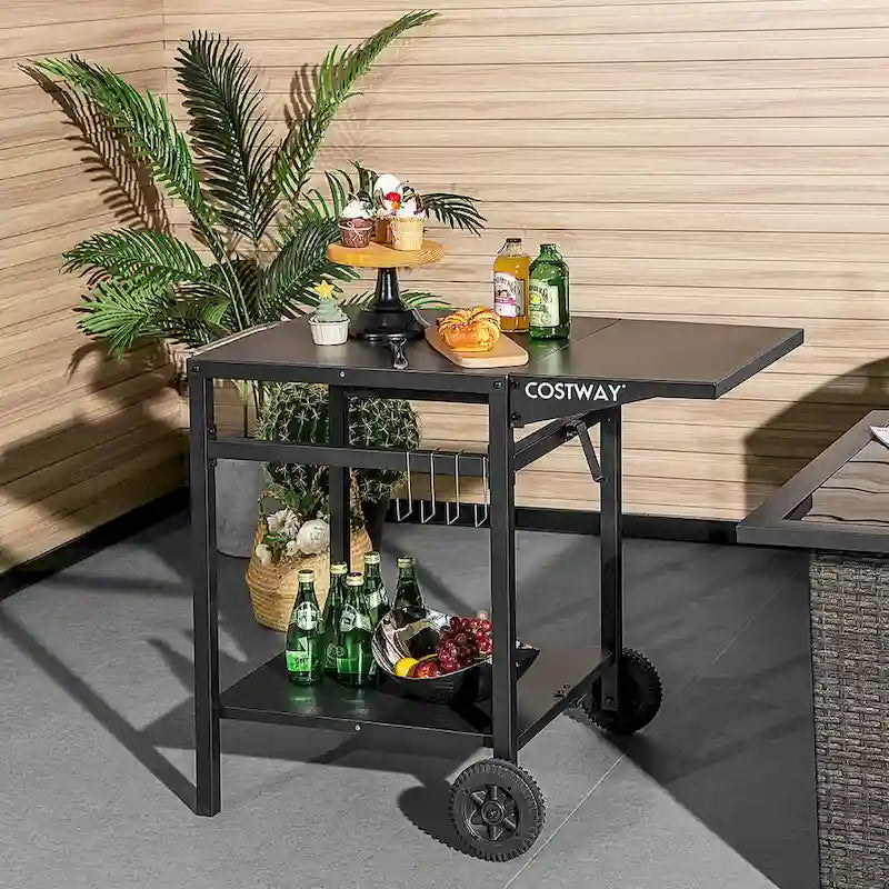 Double-Shelf Movable Dining Cart Table - Multifunctional Kitchen Worktable