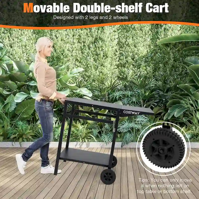Double-Shelf Movable Dining Cart Table - Multifunctional Kitchen Worktable