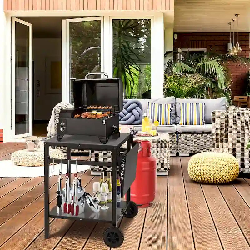Double-Shelf Movable Dining Cart Table - Multifunctional Kitchen Worktable