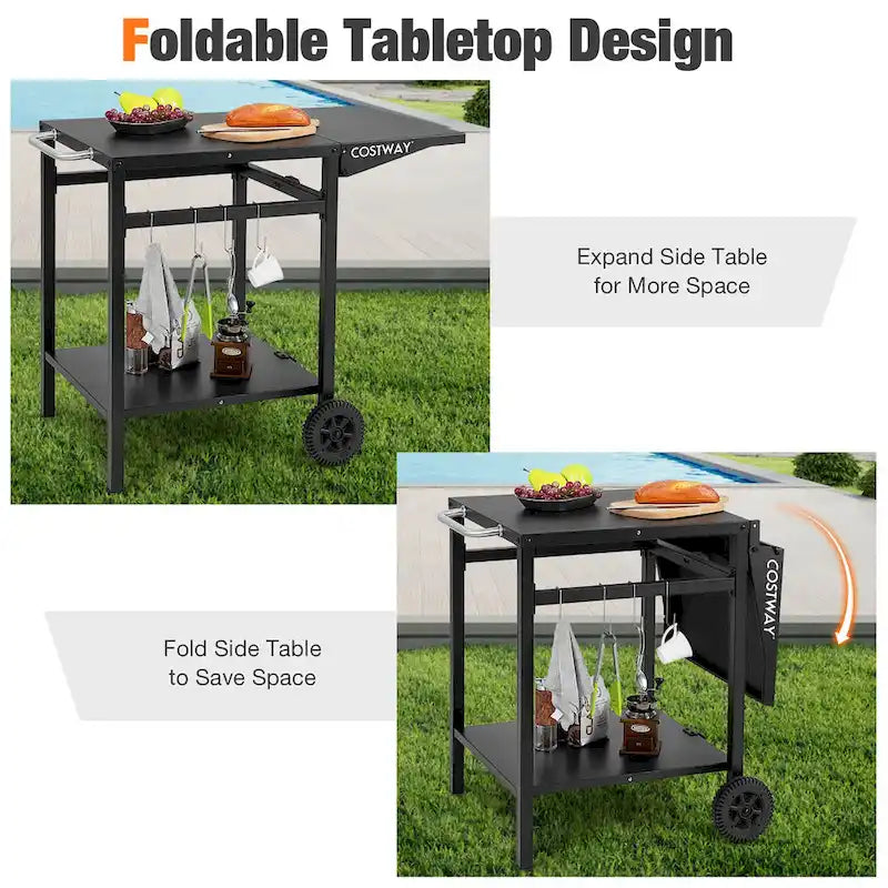 Double-Shelf Movable Dining Cart Table - Multifunctional Kitchen Worktable