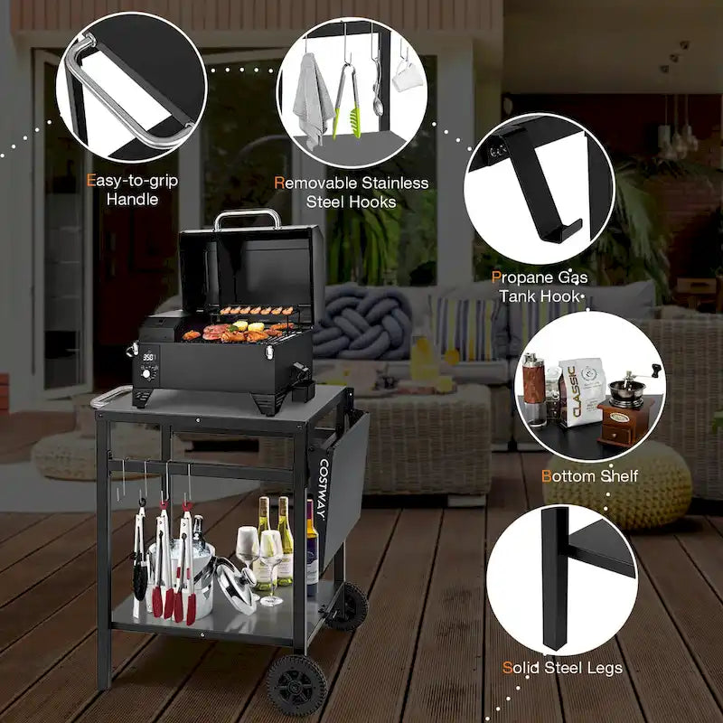 Double-Shelf Movable Dining Cart Table - Multifunctional Kitchen Worktable