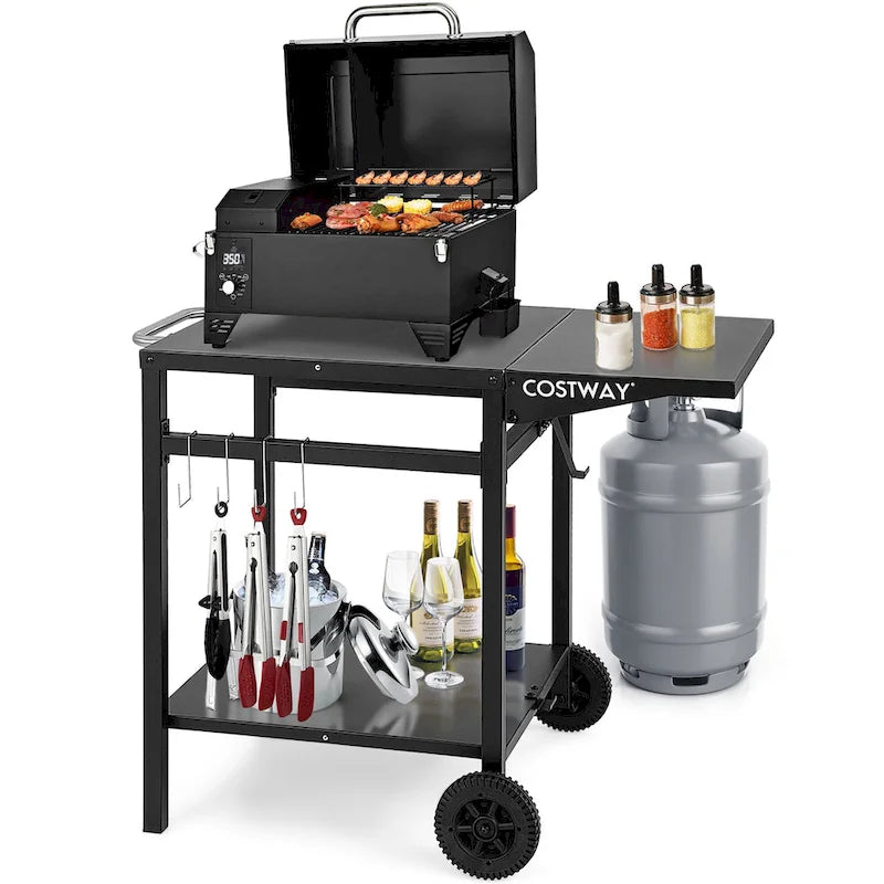 Double-Shelf Movable Dining Cart Table - Multifunctional Kitchen Worktable