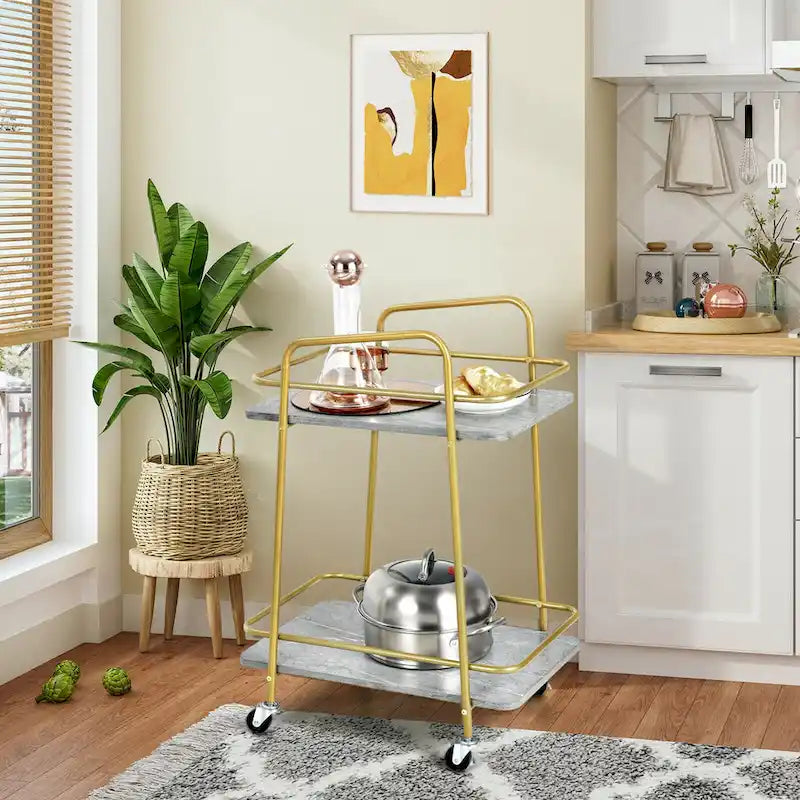 Serving Cart Utility Trolley on Wheels - Rolling Kitchen Rack