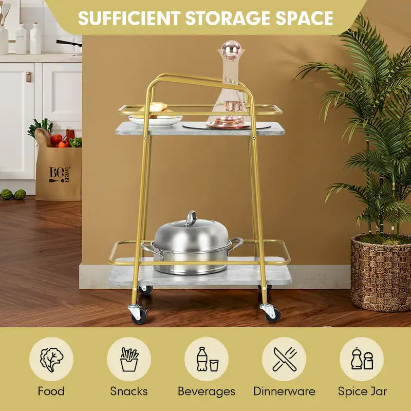 Serving Cart Utility Trolley on Wheels - Rolling Kitchen Rack