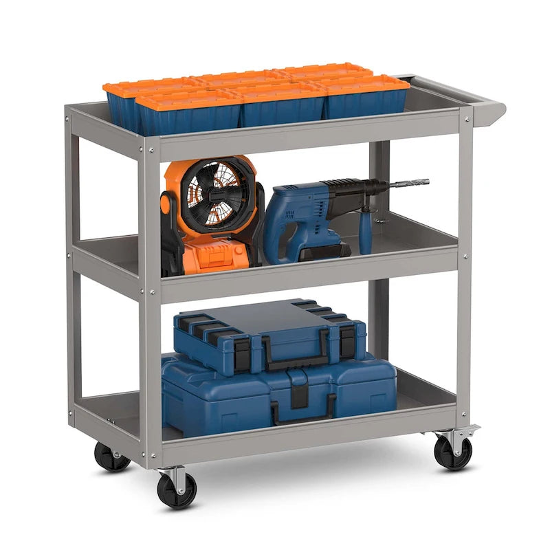 Costway 3-Tier Metal Utility Cart 400 lbs Storage Service Trolley Tool - See Details