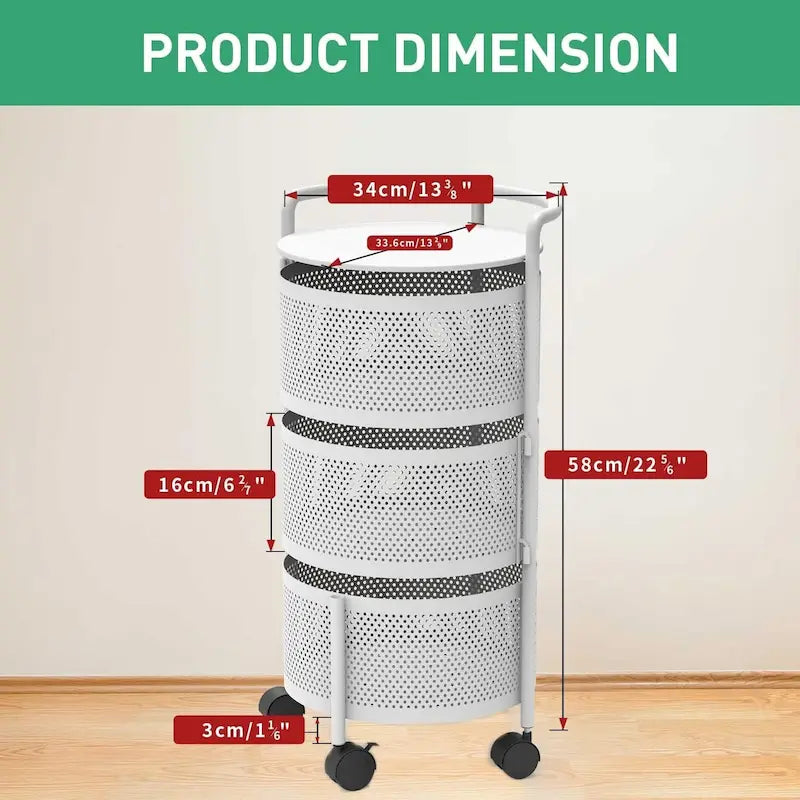 Multi-Tier Rotating Storage Basket with Wheels
