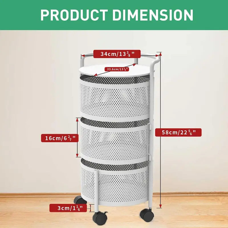 Multi-Tier Rotating Storage Basket with Wheels
