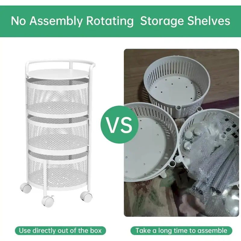 Multi-Tier Rotating Storage Basket with Wheels
