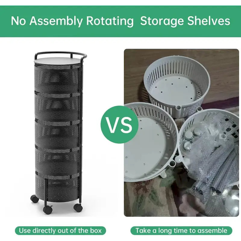Multi-Tier Rotating Storage Basket with Wheels