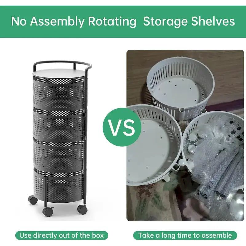 Multi-Tier Rotating Storage Basket with Wheels