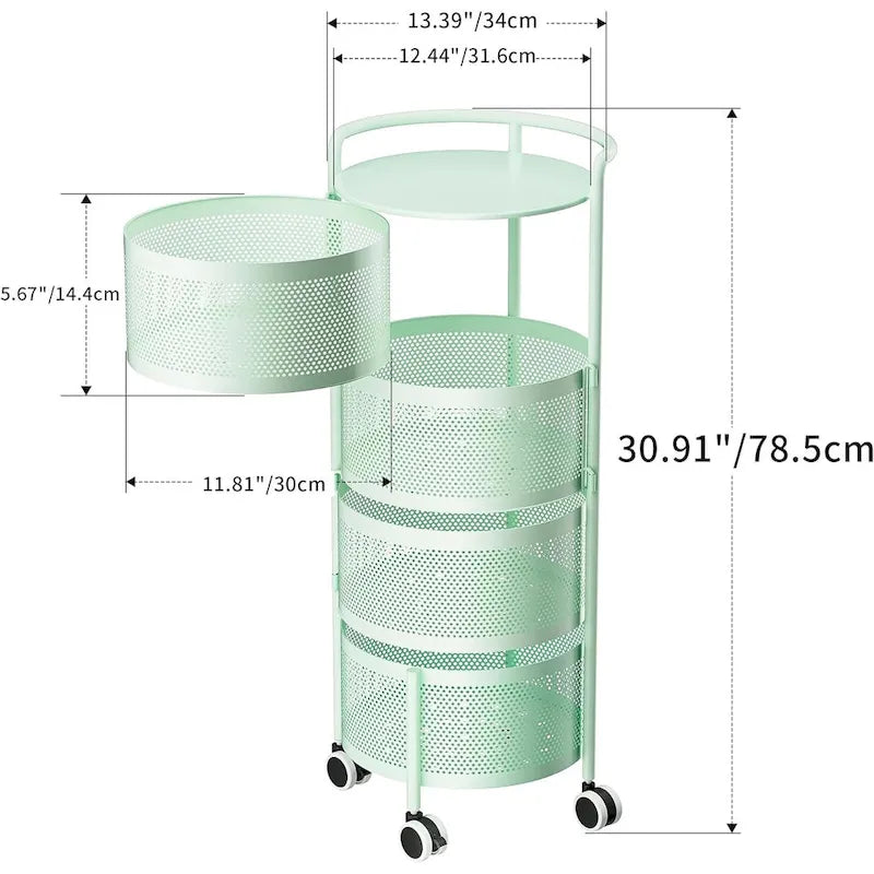 Multi-Tier Rotating Storage Basket with Wheels