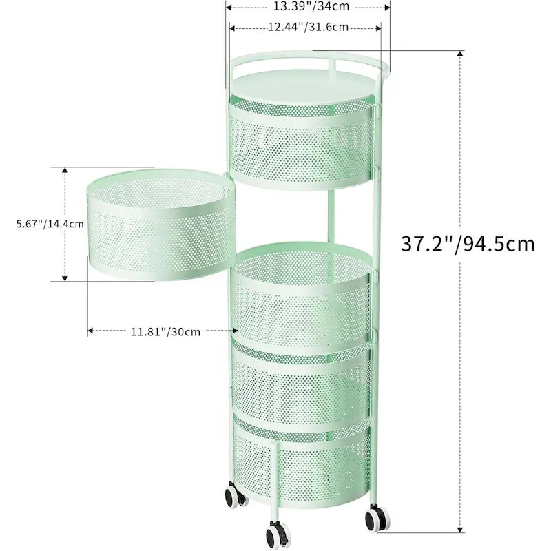 Multi-Tier Rotating Storage Basket with Wheels