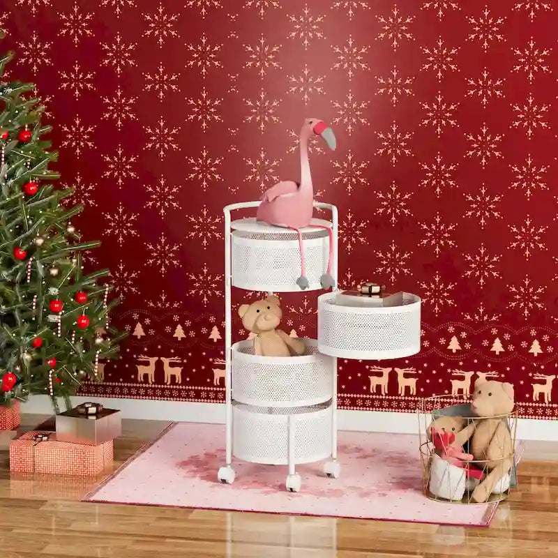 Multi-Tier Rotating Storage Basket with Wheels