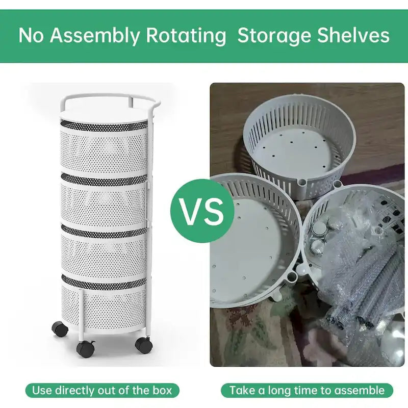 Multi-Tier Rotating Storage Basket with Wheels