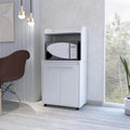 2-Tier Kitchen Island Cart with Open Shelves and Double Door Cabinet