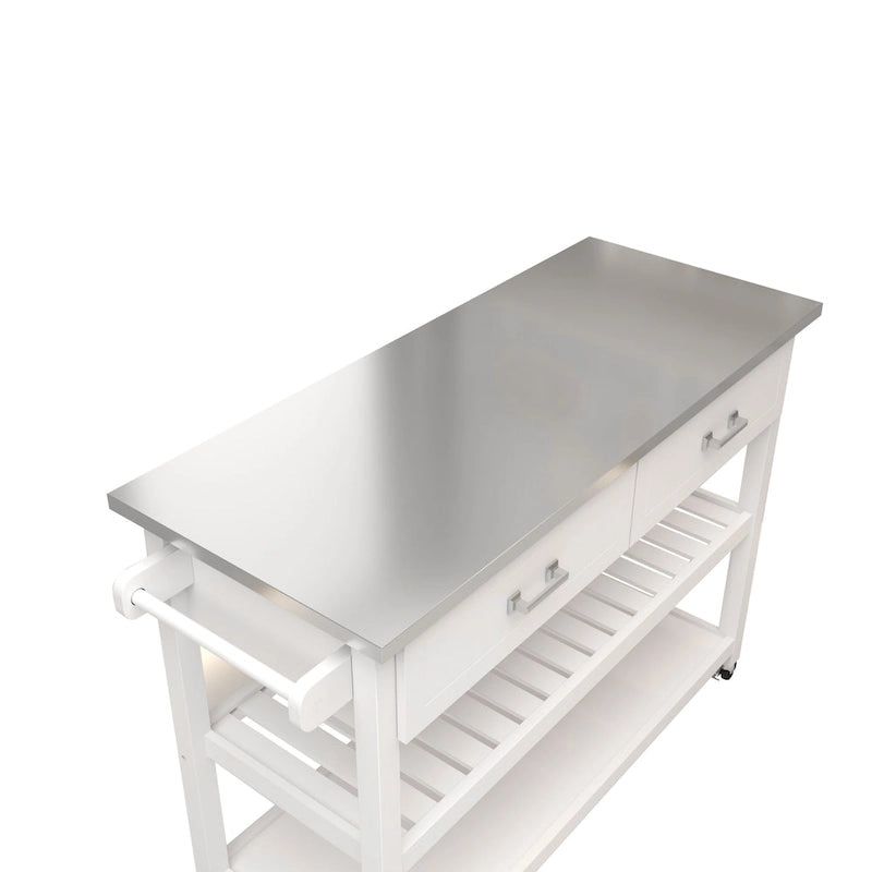 Stainless Steel Top Kitchen Cart with Two Drawers