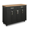 Black Wood Kitchen Cart - 51 x 19 x 36