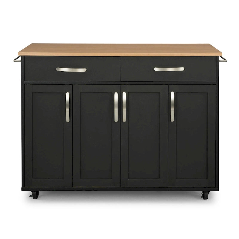 Black Wood Kitchen Cart - 51 x 19 x 36