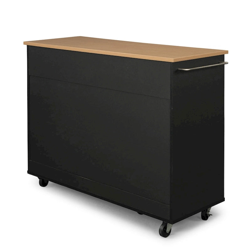 Black Wood Kitchen Cart - 51 x 19 x 36