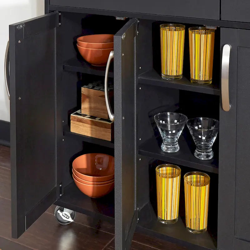 Black Wood Kitchen Cart - 51 x 19 x 36