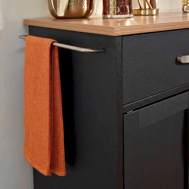 Black Wood Kitchen Cart - 51 x 19 x 36