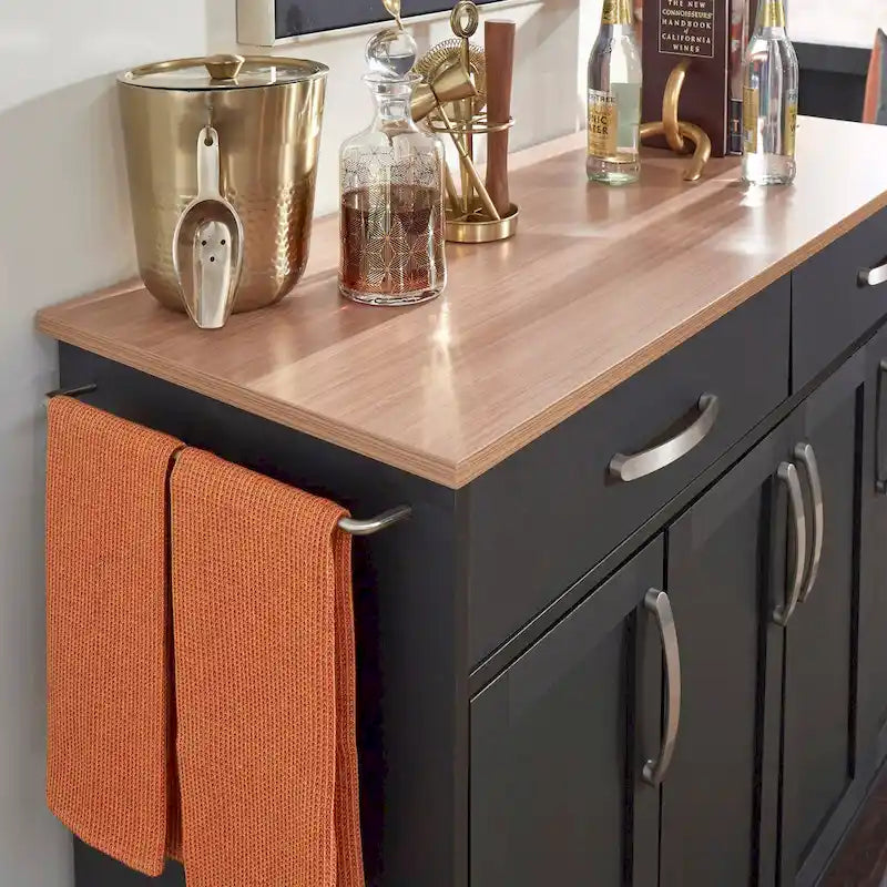 Black Wood Kitchen Cart - 51 x 19 x 36