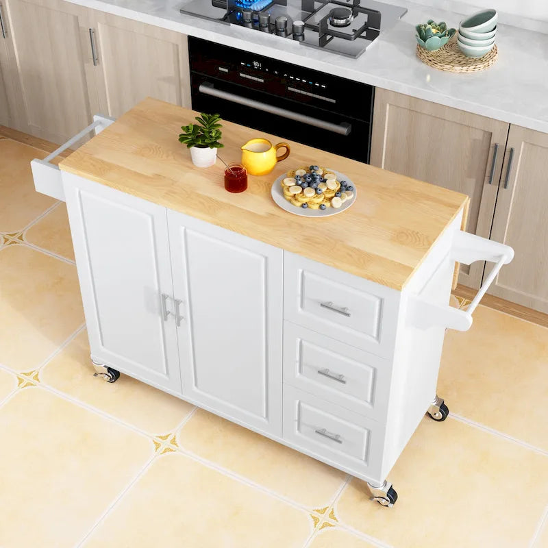 Rolling Kitchen Island Cart with Storage