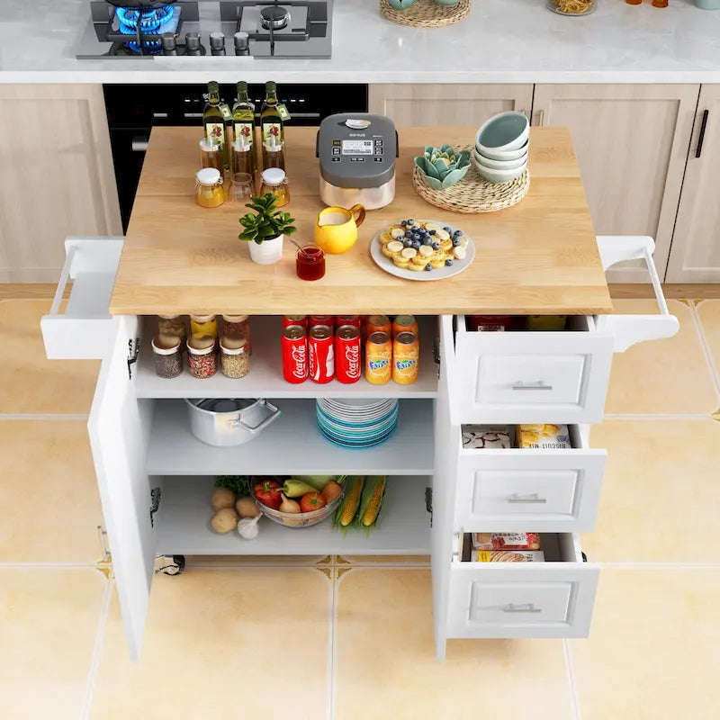 Rolling Kitchen Island Cart with Storage