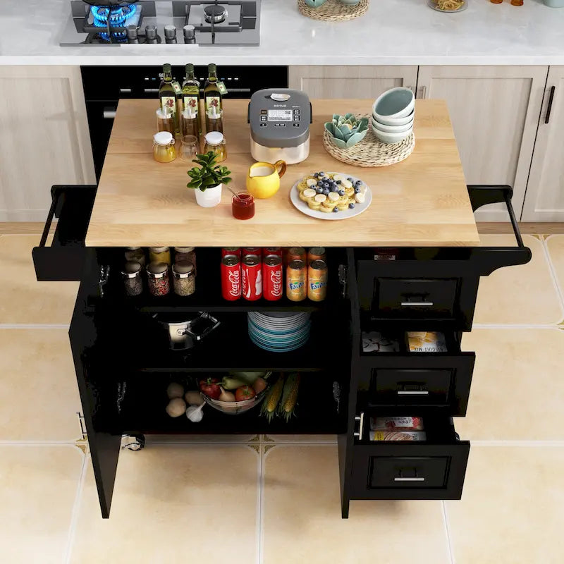 Rolling Kitchen Island Cart with Storage