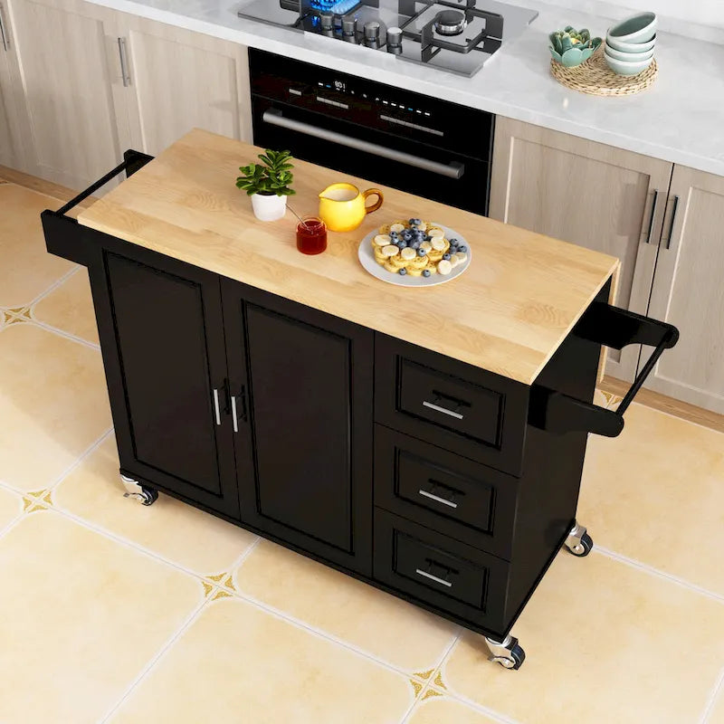 Rolling Kitchen Island Cart with Storage