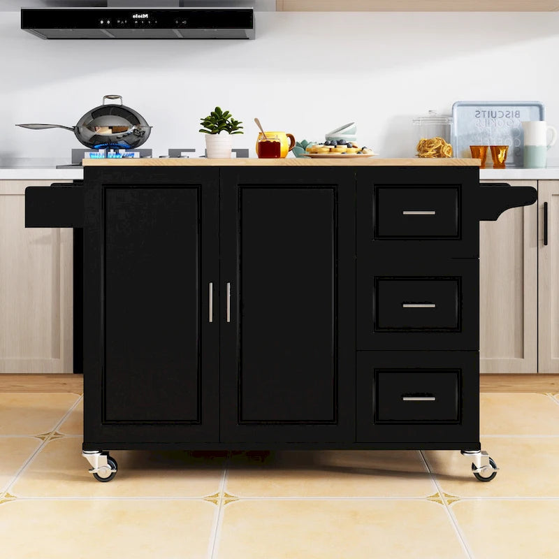 Rolling Kitchen Island Cart with Storage