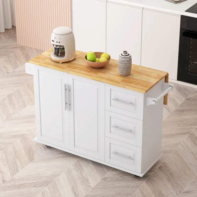Kitchen Island Cart with 2-Door Cabinet