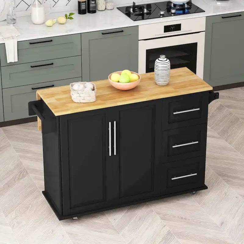 Kitchen Island Cart with 2-Door Cabinet