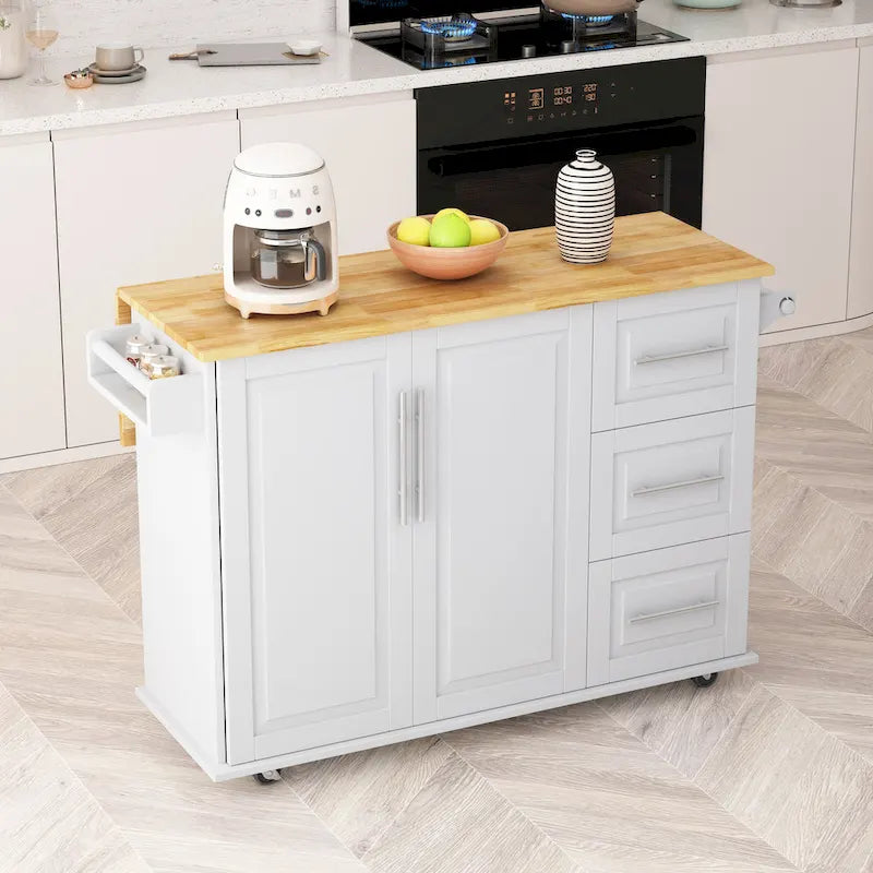 Kitchen Island Cart with 2-Door Cabinet