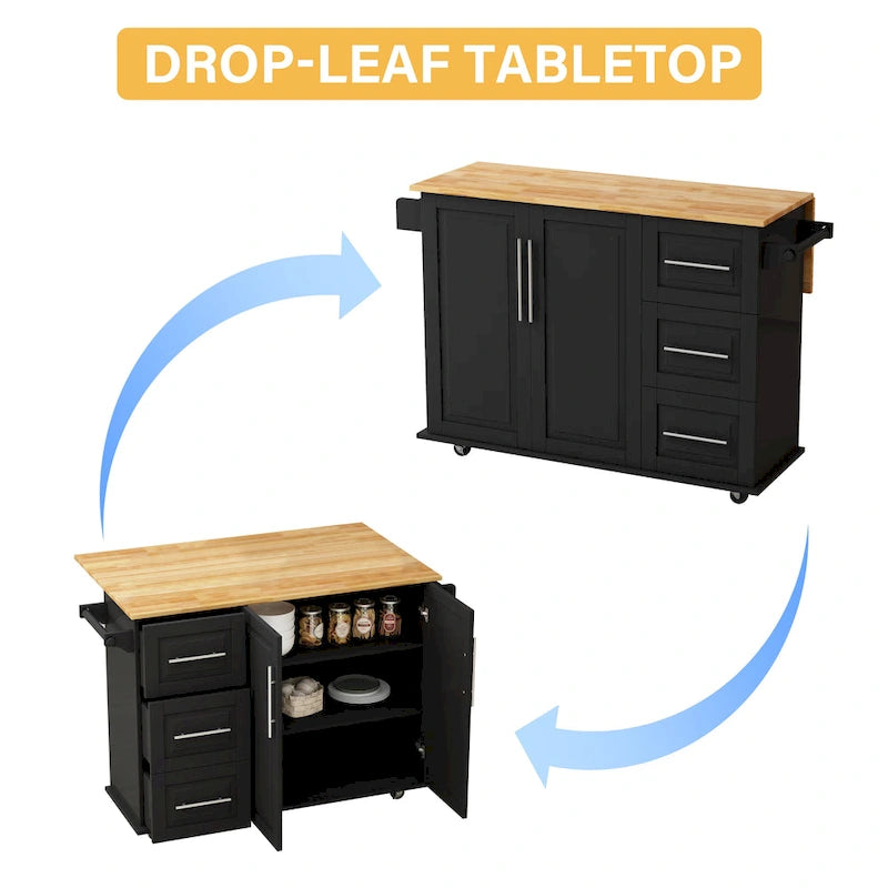 Kitchen Island Cart with 2-Door Cabinet