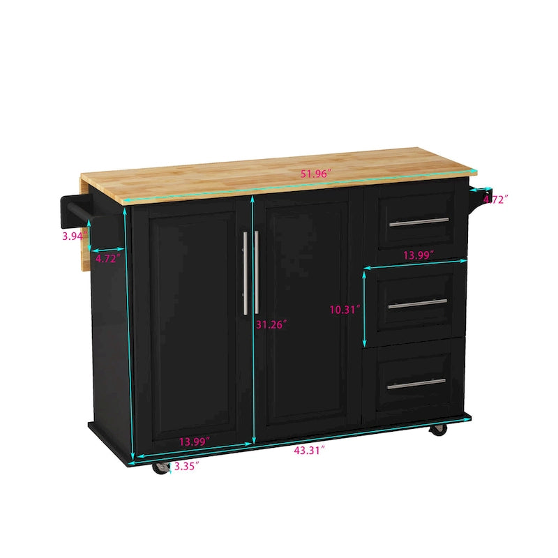 Kitchen Island Cart with 2-Door Cabinet