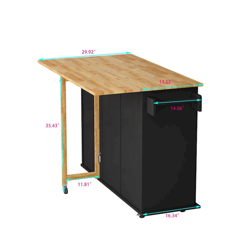 Kitchen Island Cart with 2-Door Cabinet