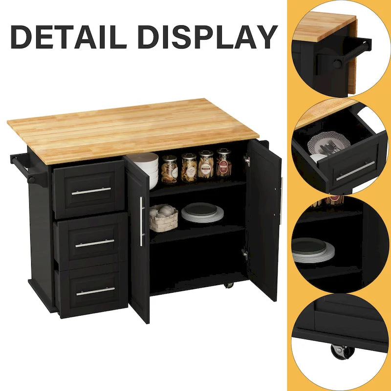 Kitchen Island Cart with 2-Door Cabinet