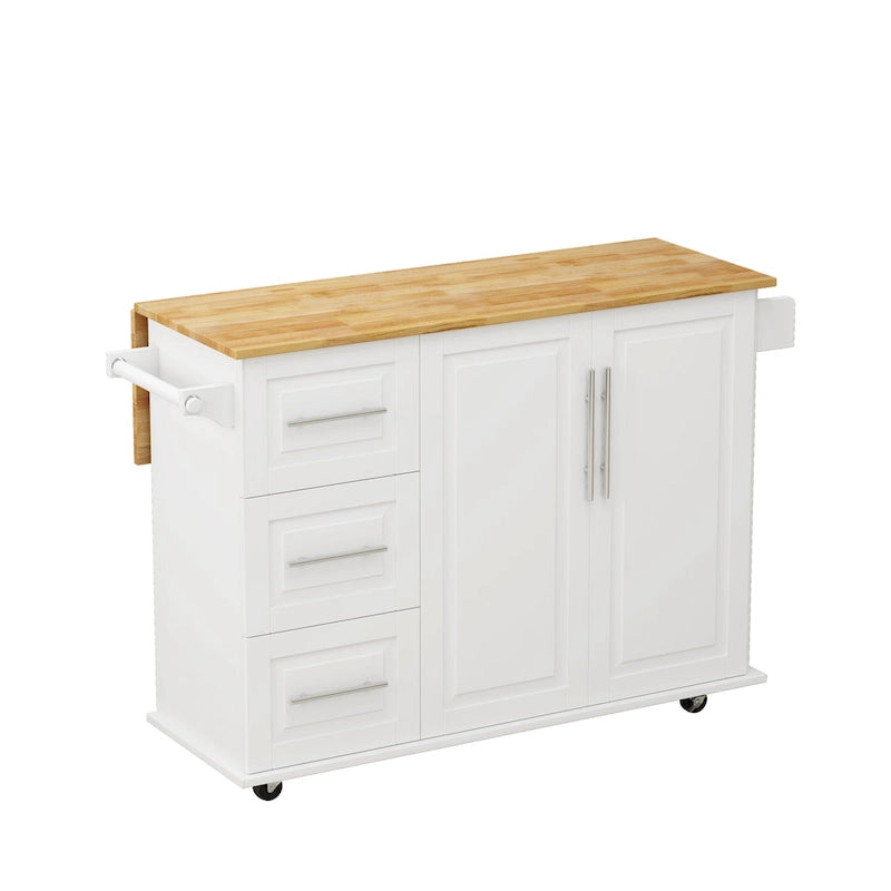 Kitchen Island Cart with 2-Door Cabinet