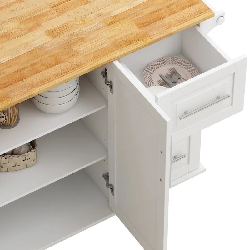 Kitchen Island Cart with 2-Door Cabinet
