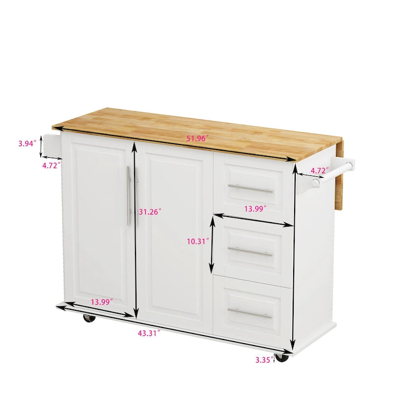 Kitchen Island Cart with 2-Door Cabinet