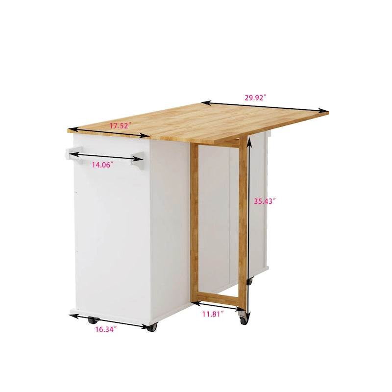 Kitchen Island Cart with 2-Door Cabinet