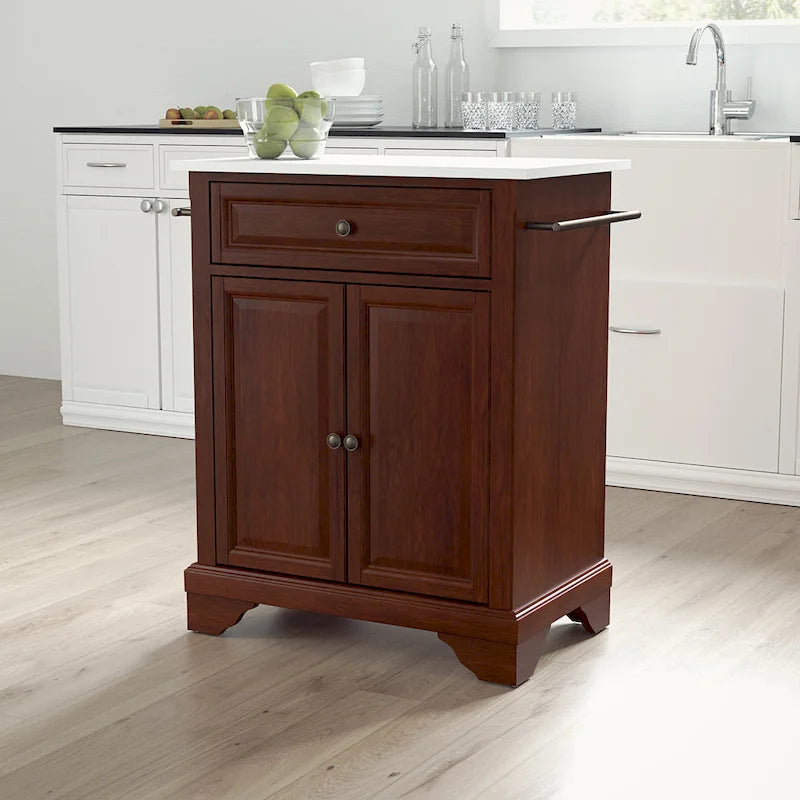 Granite Top Portable Kitchen Island Cart - 31W x 18D x 35.5H