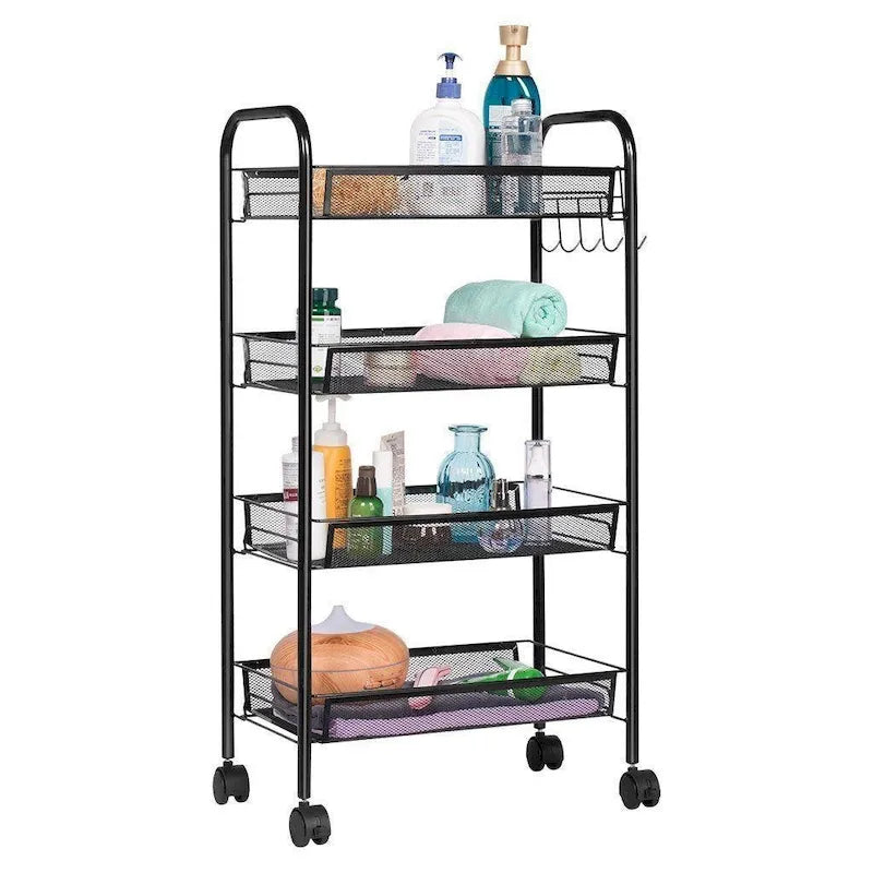 4 Tier Metal Rolling Storage Shelf with Wheels