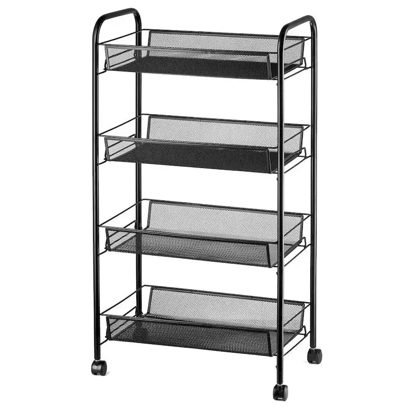 4 Tier Metal Rolling Storage Shelf with Wheels